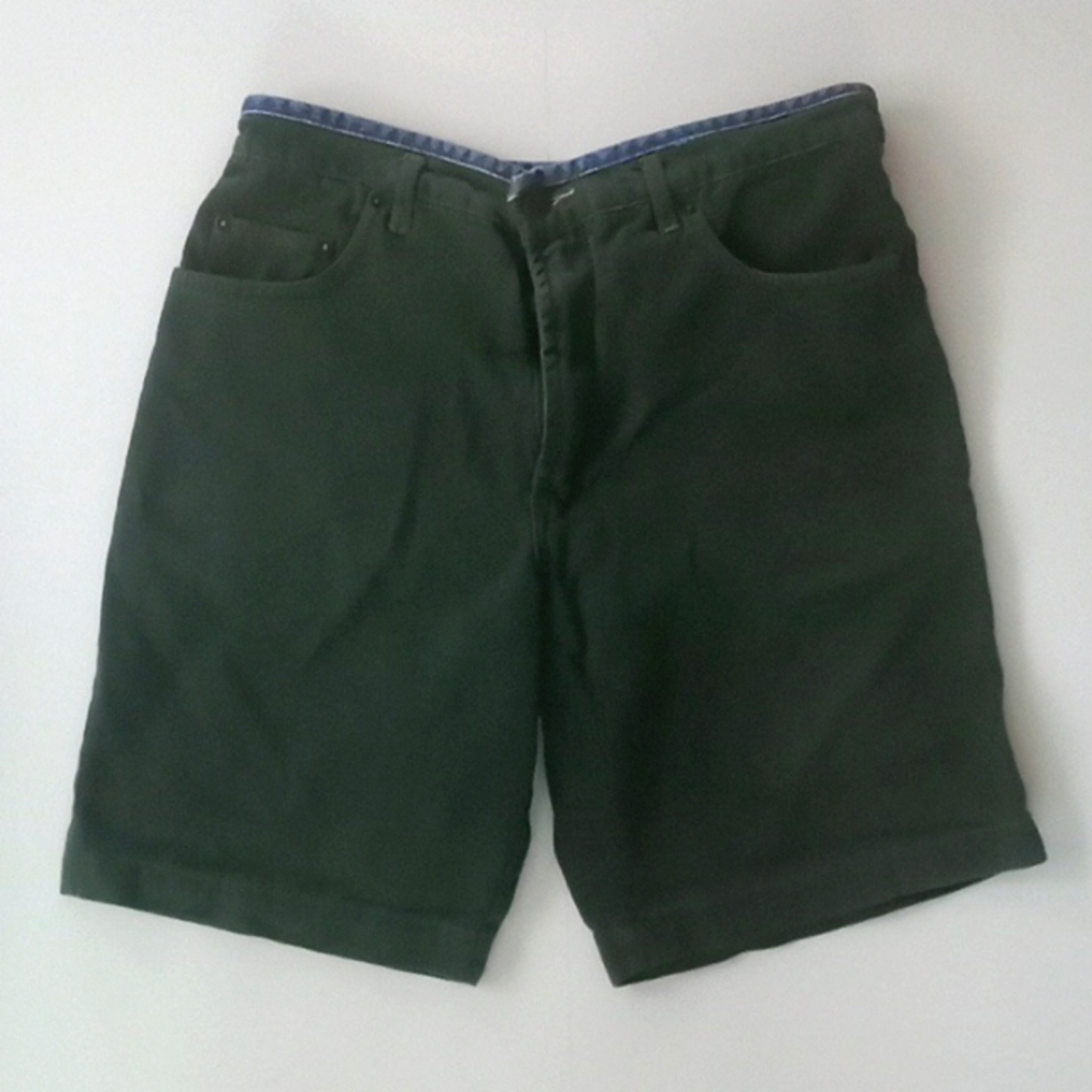 Vintage Saugatuck Dry Goods Company Green Denim Shorts Mens Size 32 100% Cotton